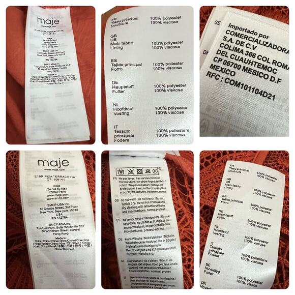 Maje Ripiza Fit And Flare Lace Mini Dress In Terracotta Size 1 ( Small) - Picture 10 of 16